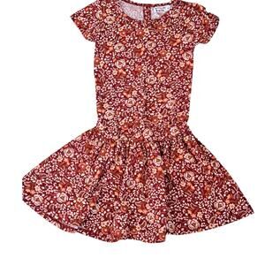 Girl's Dot Dot Smile Brown Floral Dress Size 3/4
